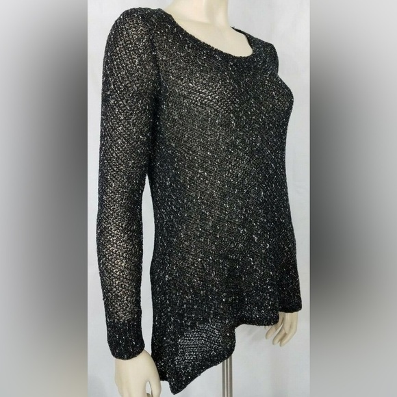 Eileen Fisher Black Speckle Semi Sheer Thin Pullover Sweater Blouse - Size XS - Picture 4 of 4